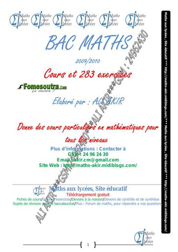 Bac maths SCIENTIFIQUE avec resumé de cours