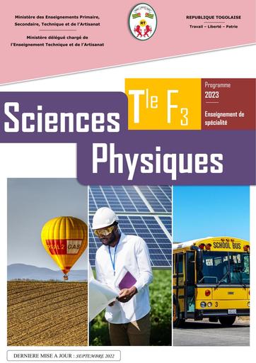 Cours Sciences PHYSIQUE Tle F3 TOGO 2023 By Tehua