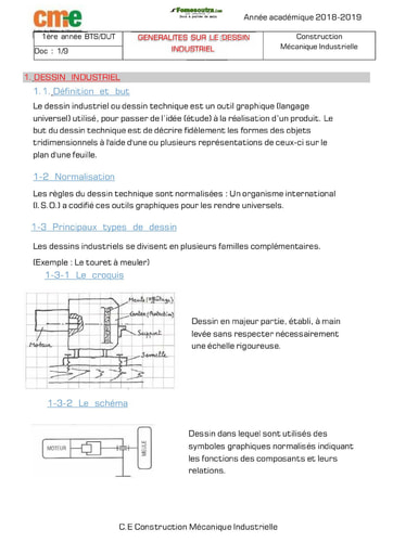Chapitre 1 : Généralités sur le Dessin Industriel