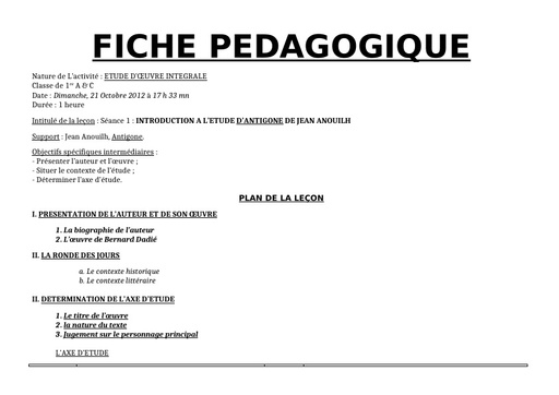Cours etude d'oeuvre Antigone by Tehua