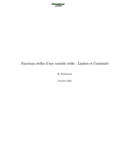 Chapitre4 Analyse 1 PDF Fonctions reelles by TEHUA