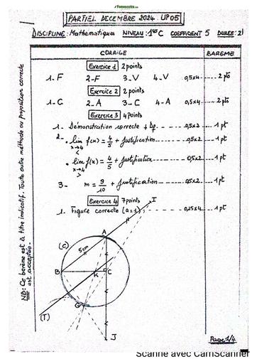 Composition generale Decembre 2024 UP 5 BAREME MATHS 1iere C by Tehua