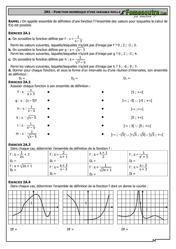 Fonction numérique d'une variable réelle 3 - Maths 2nd F2