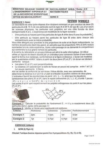 BAC 2026 Maths série D sujet TOGO By TEHUA