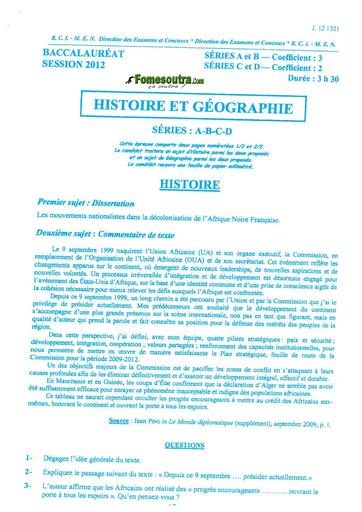 Bac a b c d hist Geo 2012 by TEHUA