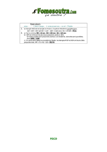 Corrigé TP 1 portant sur le théorème de Pythagore maths niveau 3eme