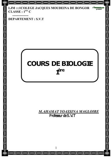 COURS DE BIOLOGIE 1ière C BY TEHUA