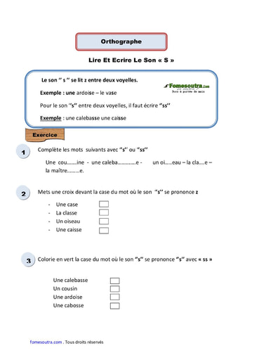 Lire Et Ecrire Le Son « S » - Cours CE2