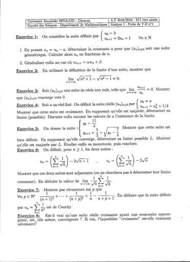 Analyse 1 Fiche 2 2018 2019 Corrige BY TEHUA