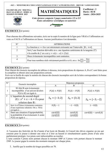 BAC BLANC MOCINLA 2025 MATHS SERIE A BY TEHUA