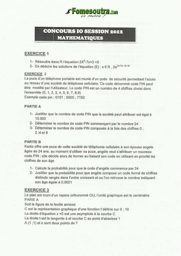 Sujet de Maths CAFOP 2012