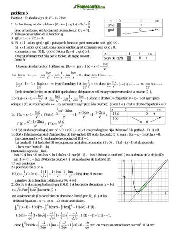 Corrigé Problème 5 de maths niveau Terminale scientifique et BTS