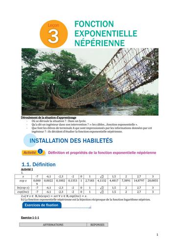 CORRIGE MANUEL VALLLESSE Tle A Leçon 3 Corrigé Fonction expo by TEHUA