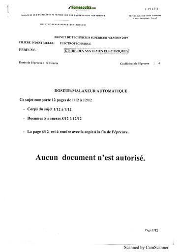 SUJET BTS 2019 ESE ELT DOSEUR, MALAXEUR AUTOMATIUE BY TEHUA