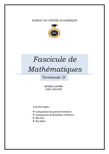 BCA Fascicule de mathématiques Tle D by Tehua