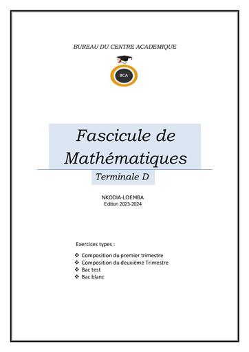 BCA Fascicule de mathématiques Tle D by Tehua