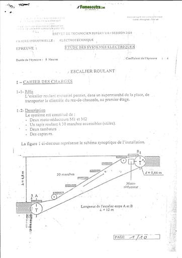SUJET BTS 2009 ESE ELT ESCALIER ROULANT BY TEHUA
