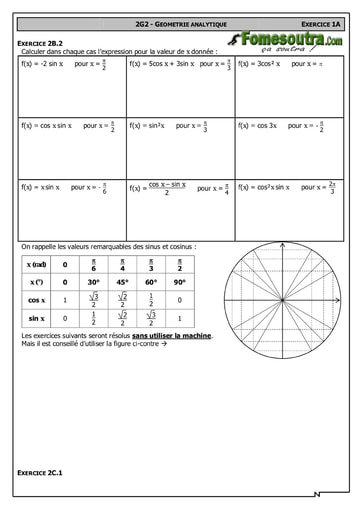 Trigonométrie 2 - Maths 2nd F2