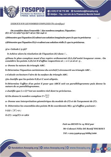 Exercice et corrigé typpe sur les nombres complexes by Tehua
