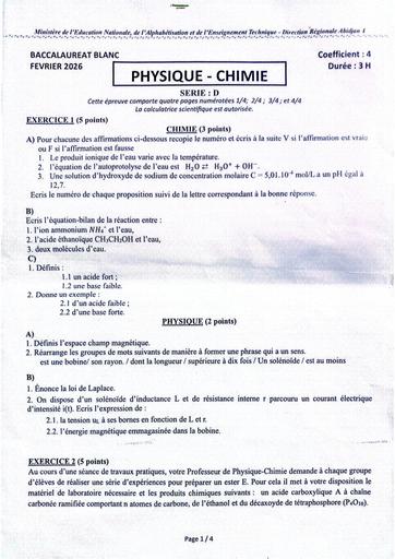 Sujet bac blanc régional drena Abidjan 4 PC sujet By Tehua