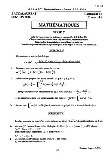 Bac c math 2016