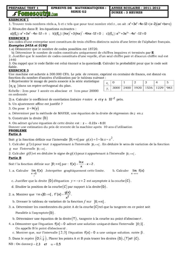 TP 9 de maths pour préparer le BAC G2