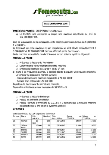 Sujet d'étude de cas BAC G2 2005