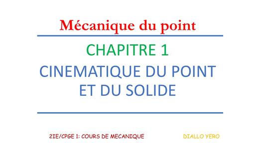 Mécanique du point chapitre 1