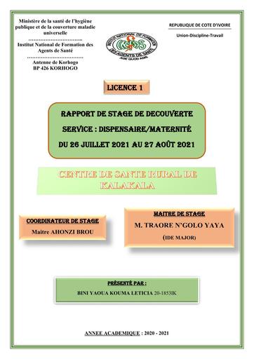 INFAS Rapport de stage decouverte de service by TEHUA