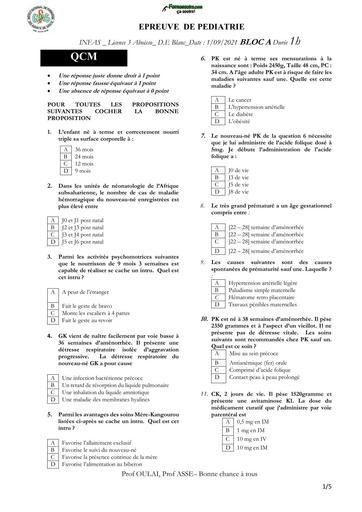 INFAS EPREUVRE DEPEDIATRIE ABOISSO BY TEHUA
