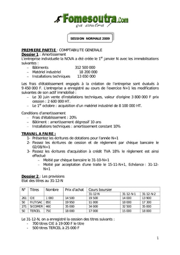 Sujet d'étude de cas BAC G2 2009