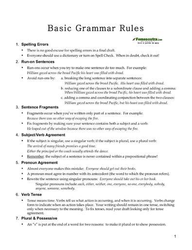 Les règles de base de la grammaire anglaise