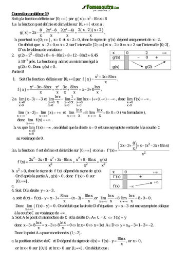 Corrigé Problème 19 de maths niveau Terminale scientifique et BTS