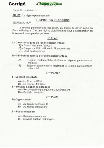 Corrigé Vie constitutionnelle et administrative ENA 2006