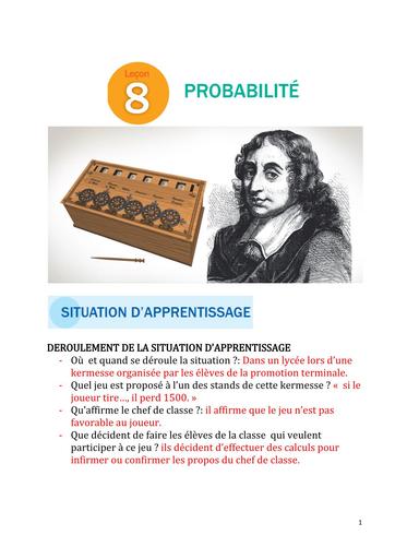 CORRIGE MANUEL VALLLESSE Tle A Leçon 8  Probabilités BY TEHUA