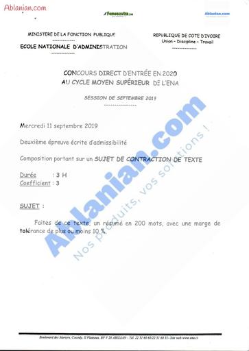ENA SUJET CYCLE MOYEN SUPERIEUJR de contraction de texte 2019 2nd tour by TEHUA