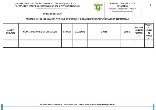 EPS 22 23 PROGRESSION PEDAGOGIQUE  BEP BP BT  TECHNIQUE  TERTIARE ET INDUSTRIELLE  1ERE ANNEE ETFPA