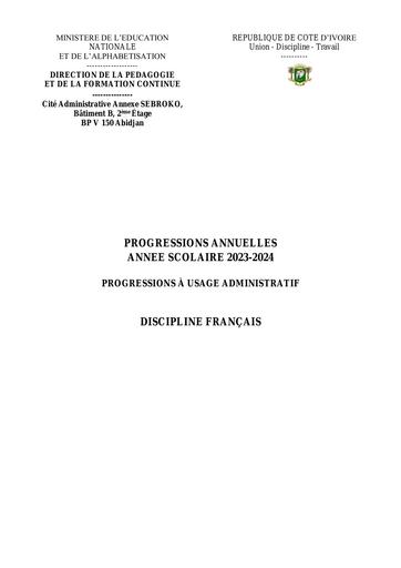 PROGRESSIONS DE FRANCAIS A USAGE ADMINISTRIF 2023 2024 DPFC
