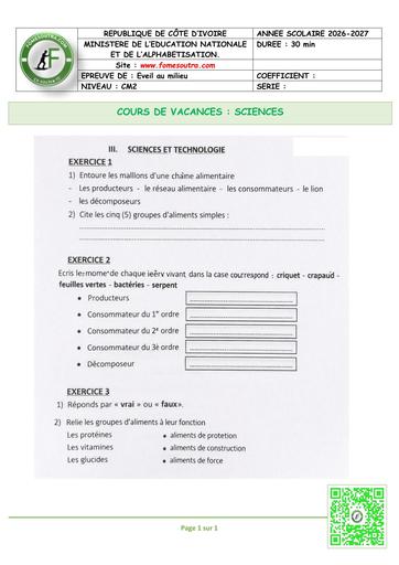 FICHE 2 EVEIL AU MILIEU SCIENCES CM2 BY TEHUA