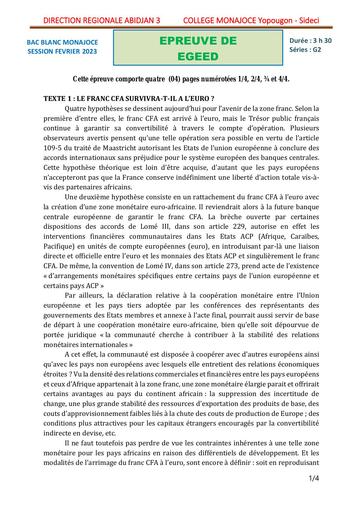EGEED BAC BLANC SERIE G2 MONAJOCE FEVRIER 2023 DJAHASHIKAN