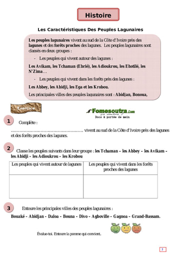 Les Caractéristiques Des Peuples Lagunaires (1) - Cours CE1