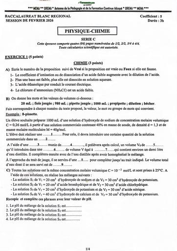 BAC BLANC 2026 DRENA ADZOPE SUJET PC SERIE C (SUJET) by TEHUA