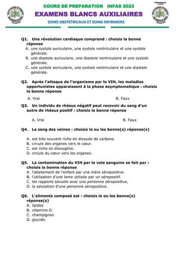INFAS EXAMEN BLANC ASO ET ASI Soins obstétricaux et soins infirmiers by TEHUA