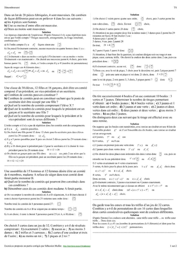 Dénombrement exercices corrigés 04