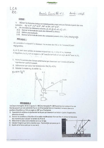 Sujet de Seconde Physique-Chimie Lycée Classique Abidjan 2021