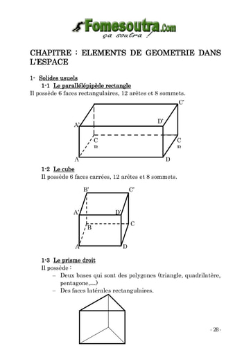 Élément de géométrie dans l'espace maths concours CAP