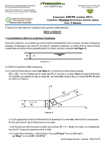 Sujet de Physique 6 (mécanique, électricité, optique) concours AMCPE 2015