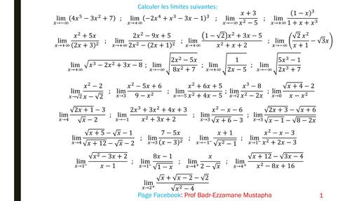 Fiche de 50 limites avec correction Maths Tle C&D by Tehua