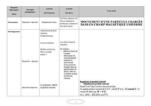MOUVEMENT D'UNE PARTICULE CHARGEE DANS UN CHAMP MAGNETIQUE UNIFORME by Tehua