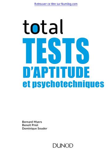 TEST D APTITUDE PSYCHOTECHNIQUE ED Dunod